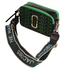 Брендовая женская сумка Marc Jacobs Logo Green | Универсальная Crossbody Bag из качественной эко кожи и текстиля (0022)
