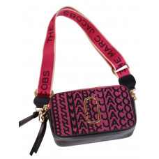 Брендовая женская сумка Marc Jacobs Logo Crimson | Универсальная Crossbody Bag из качественной эко кожи и текстиля (0025)
