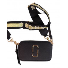Брендовая женская сумка Marc Jacobs Black/Gold | Универсальная Crossbody Bag из качественной эко кожи (0029)