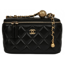 Брендовая женская сумка Chanel Small Classic Pearl Crush Vanity Bag in Black/Gold - 012232-ab - Accessbagg