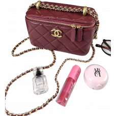 Брендовая женская сумка Chanel Classic Vanity Case Pearl Crush Burgundy/Gold - 012234 Брендовая женская сумка Chanel Classic Vanity Case Pearl Crush Burgundy/Gold - 012234