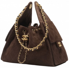 Брендовая женская сумка Chanel 25 Small Handbag in Chocolate Suede - 7993 - 012242