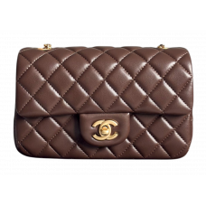 Брендовая женская сумка Chanel Classic 1.55 Small Single Flap Chocolate/Gold - 012245 Брендовая женская сумка Chanel Classic 1.55 Small Single Flap Chocolate/Gold - 012245