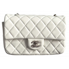 Брендовая женская сумка Chanel Classic 1.55 Small Single Flap White/Silver - 012246 Брендовая женская сумка Chanel Classic 1.55 Small Single Flap White/Silver - 012246