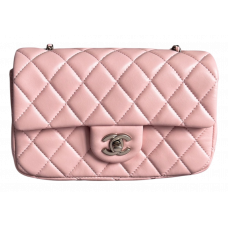 Брендовая женская сумка Chanel Classic 1.55 Small Single Flap Pink/Silver - 012250 Брендовая женская сумка Chanel Classic 1.55 Small Single Flap Pink/Silver - 012250