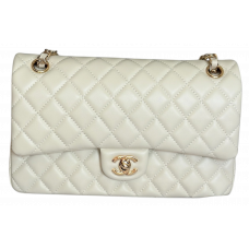 Брендовая женская сумка Chanel Classic 2.55 Medium Double Flap Bag Milk/Gold - 012256 Брендовая женская сумка Chanel Classic 2.55 Medium Double Flap Bag Milk/Gold - 012256