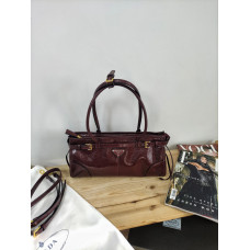 Брендовая женская сумка Prada Medium Leather Handbag Burgundy | Cтильная shoulder bag из натуральной кожи | Premium качество (01250)