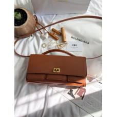 Брендовая женская сумка-клатч Balenciaga Bel Air Clutch Brown/Gold | Элегантная и стильная, из натуральной кожи 012597