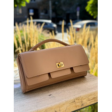 Брендовая женская сумка-клатч Balenciaga Bel Air Small Leather Clutch Beige/Gold - 012598 Брендовая женская сумка-клатч Balenciaga Bel Air Small Leather Clutch Beige/Gold - 012598