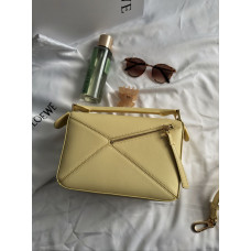 Брендовая женская сумка Loewe Small Puzzle Lemon | Компактная и стильная crossbody bag из натуральной кожи (01694)