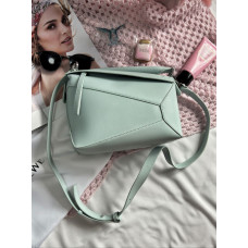 Брендовая женская сумка Loewe Small Puzzle Mint | Компактная и стильная crossbody bag из натуральной кожи (01696)