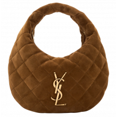 Брендовая женская сумка Saint Laurent Icarino In Quilted Suede Caramel Cognac - 0191