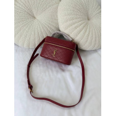 Брендовая женская сумка Saint Laurent Gaby Vanity Bag in Leather Rouge Cabernet - 045127