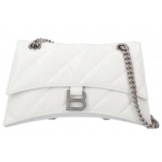 Брендовая женская сумка Balenciaga Crush Small Chain Bag White/Silver - 0490-white Брендовая женская сумка Balenciaga Crush Small Chain Bag White/Silver - 0490-white