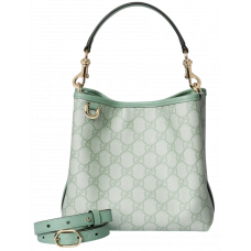 Брендовая женская сумка Gucci GG Emblem Small Bucket Bag in Sage Green Canvas - 05028