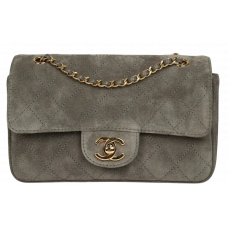 Брендовая женская сумка Chanel Souplissimo Mini Flap Bag in Grey Suede - 0590-ab - Accessbagg
