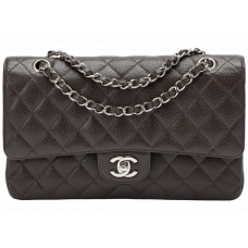 Брендовая женская сумка Chanel Medium Double Flap Bag Caviar Dark Brown/Silver - 0592-ab - Accessbagg Брендовая женская сумка Chanel Medium Double Flap Bag Caviar Dark Brown/Silver - 0592-ab - Accessbagg