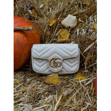 Брендовая женская сумка Gucci Marmont Super Mini Shoulder Bag White - 0611252
