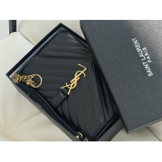 YSL College Black | Брендовая женская сумка из мягкой кожи | Элегантная классика с шевронным шиком (10014-2)