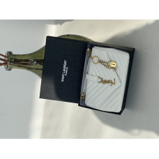 YSL College White | Брендовая женская сумка из мягкой кожи | Элегантная классика с шевронным шиком (10014-3)