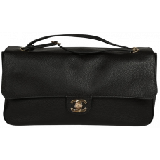 Брендовая женская сумка Chanel Maxi "Souplissimo" Small Flap Bag Black/Gold - 11432-ab - Accessbagg