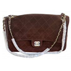 Брендовая женская сумка Chanel Maxi Small Flap Bag Dark Brown Suede - Aykadrop - 1263-gold Брендовая женская сумка Chanel Maxi Small Flap Bag Dark Brown Suede - Aykadrop - 1263-gold