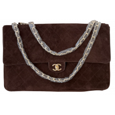 Брендовая женская сумка Chanel Maxi Large Flap Bag Brown Suede - Aykadrop - 1341-gold Брендовая женская сумка Chanel Maxi Large Flap Bag Brown Suede - Aykadrop - 1341-gold