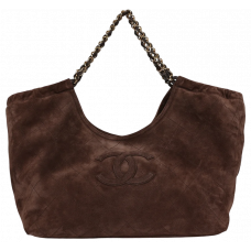 Брендовая женская сумка Chanel Neo Cabas Shopping Tote Bag in Brown Suede - Aykadrop - С675-1344