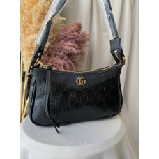 Брендовая женская сумка Gucci GG Emblem Black | Cтильная и компактная shoulder bag из экокожи (15026)