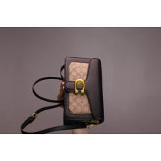 Coach Tabby Black/Brown | Cтильная классическая брендовая женская сумка Crossbody/Shoulder Bag из экокожи (1508)