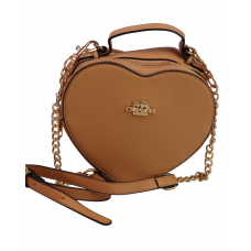 Coach Heart Light Brown | Cтильная и компактная брендовая женская сумка Crossbody из экокожи (1512)