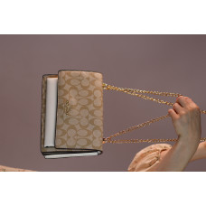 Coach Mini Klare Beige/White | Cтильная и компактная женская брендовая сумка Crossbody/Shoulder Bag из экокожи (1515)