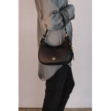 Coach Kleo Hobo Black | Cтильная и компактная брендовая женская сумка Crossbody из экокожи (1521-black)