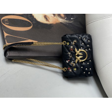 Pinko Mini Love Puff Sea Jewels Black | Стильная мини-сумка shoulder bag из натуральной кожи с фурнитурой в виде морских сокровищ (20210-1)