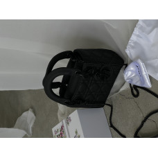 Брендовая женская сумка Mini Lady Dior Bag Black Ultramatte Cannage | Культовый аксессуар в черной матовой коже (20239-1)