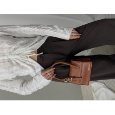 Брендовая женская сумка Jacquemus Le Chiquito Moyen Boucle Brown | Cтильная и оригинальная кросс-боди из экокожи 20250-5