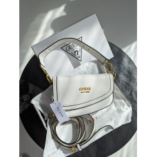 Guess Dream Saddle Bag White | Cтильная и компактная брендовая женская сумка Crossbody из экокожи (20424-3)