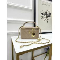 Брендовая женская сумка Chanel Vanity Zip Mini Beige | Стильная элегантность в форме бьюти-кейса (20485-3)