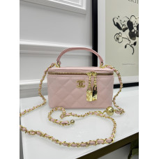 Брендовая женская сумка Chanel Vanity Zip Mini Pink | Стильная элегантность в форме бьюти-кейса (20485-4)