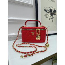 Брендовая женская сумка Chanel Vanity Zip Mini Red | Стильная элегантность в форме бьюти-кейса (20485-5)