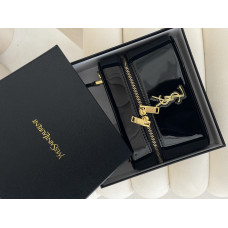 YSL Gaby Vanity Lacquered Black | Брендовая женская сумка из лакированной кожи в стиле ретро | Легендарная элегантность каждый день (20500-1)