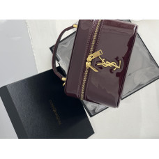 YSL Gaby Vanity Lacquered Bordo | Брендовая женская сумка из лакированной кожи в стиле ретро | Легендарная элегантность каждый день (20500-3)