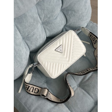 Guess 4G Camera Bag White | Cтильная и компактная брендовая женская сумка crossbody из стеганой экокожи 20512-2