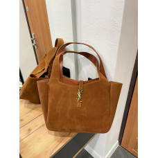 Брендовая женская замшевая сумка Saint Laurent Le 5 À 7 Bea Suede Tote Bag Golden Leaf - 261025