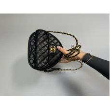 Брендовая женская сумка Chanel CC in Love Heart Bag Black | Стильная crossbody bag в форме сердца | Premium качество - 43015