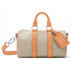 Брендовая женская сумка Louis Vuitton Keepall Bandouliere 25 in Linen Monogram Heritage Coated Canvas - 0745-gi - 47376-valery