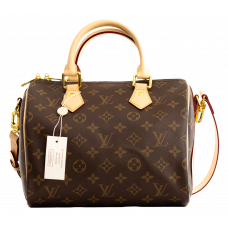 Брендовая женская сумка Louis Vuitton Speedy 25 Bandouliere Monogram Coated Canvas - P1015 - 7414-gi