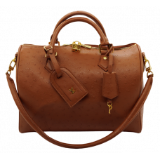 Брендовая женская сумка Louis Vuitton Speedy 30 Ostrich Leather Brown - 76839