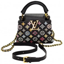Брендовая женская сумка Louis Vuitton Capucines Mini Bag Black/Multicolor - 76843