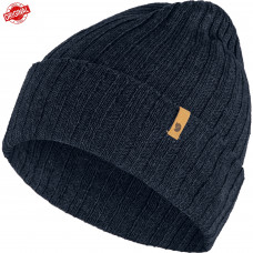 Вязаная шерстяная шапка с отворотом Fjallraven Byron Hat Thin (Dark Navy) 77387.555